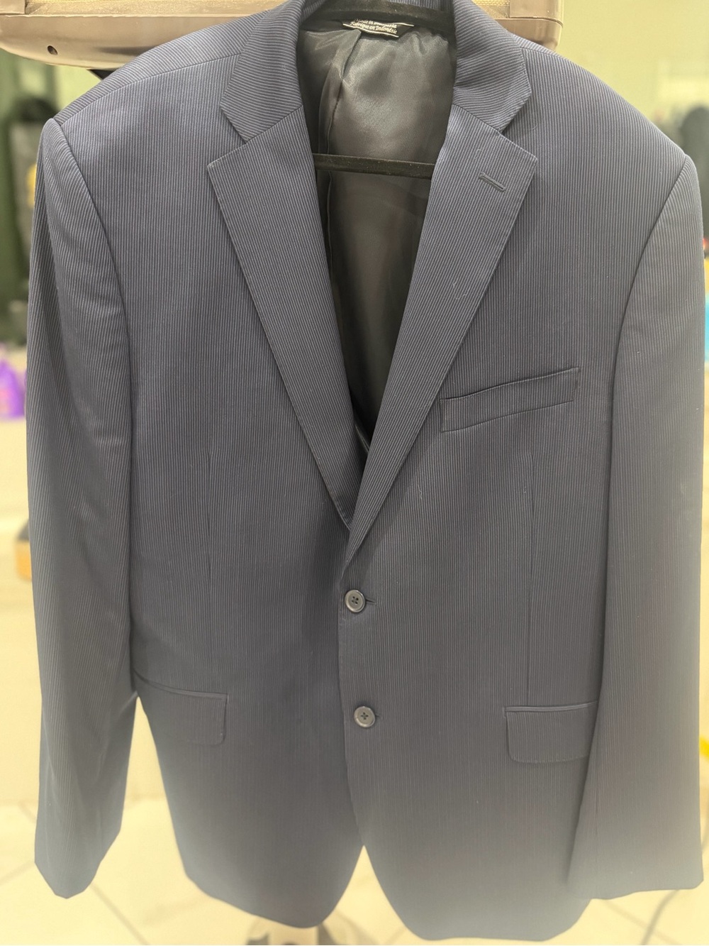 Saks Fifth Avenue Men's Classic Navy Pinstripe Two-Button Blazer